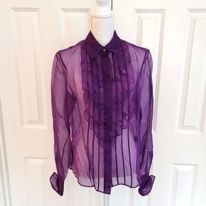 Nwt SILK Lafayette 148 purple blouse 12